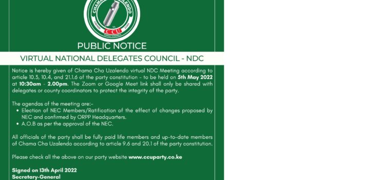 PUBLIC NOTICE: Virtual National Delegates Council